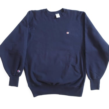 vintage sweatshirt / Champion sweatshirt / 1990s Champion Reverse Weave navy crew neck sweatshirt XL 