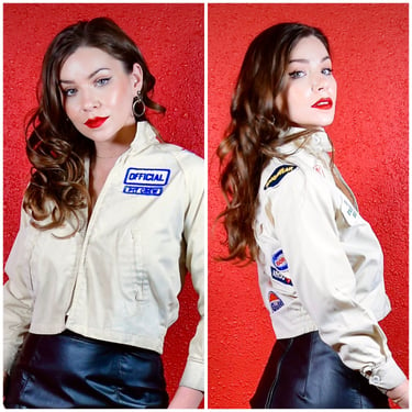 1960s 70s Pit Crew Race Jacket with Patches 
