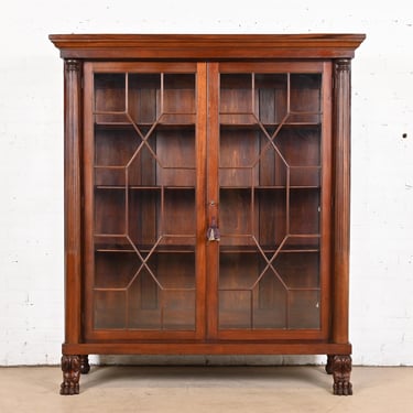 Antique American Empire Carved Mahogany Bookcase in the Manner of R. J. Horner