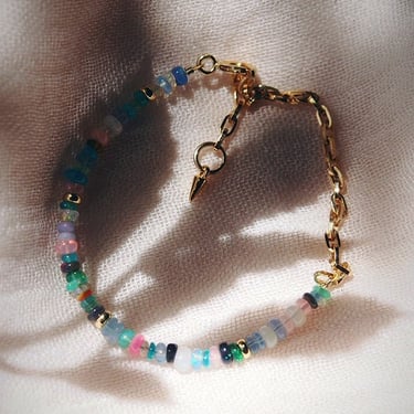 Rainbow Opal & Gold Chain Bracelet - Hau’oli 