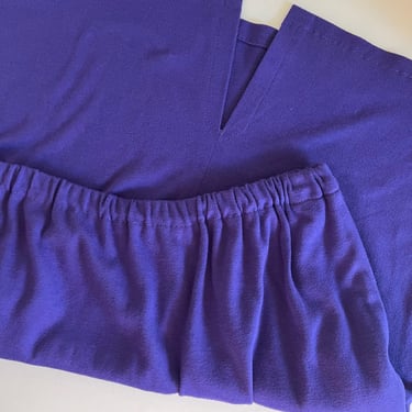 Handmade Vintage Purple Sweatpant Soft Pockets Elastic Waist Knee Length Skirt 