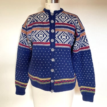 Vintage Fair Isle wool cardigan sweater 