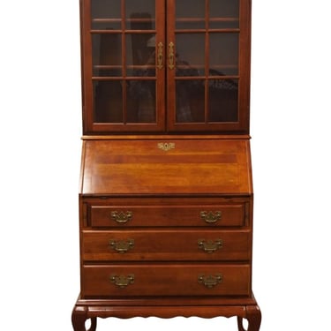 HIGH END VINTAGE Solid Cherry Traditional Style 33" Secretary Desk w. Display Bookcase Hutch 