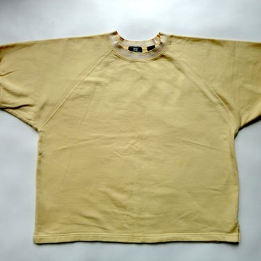 Vintage 1990s GAP Athletic Classic Sweatshirt Butter Yellow Short Sleeve Crew Neck Pullover Retro Streetwear Gender Neutral Adult Clothing M 