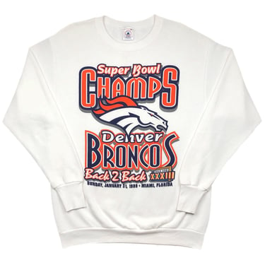 Vintage 1999 Denver Broncos Super Bowl XXXII Back 2 Back NFL Champions Big Print Crewneck Sweatshirt Pullover Size Medium/Large 