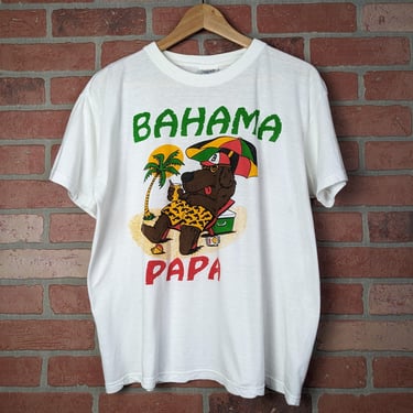 Vintage 90s Bahama Papa ORIGINAL Cartoon Vacation Tee - Large 