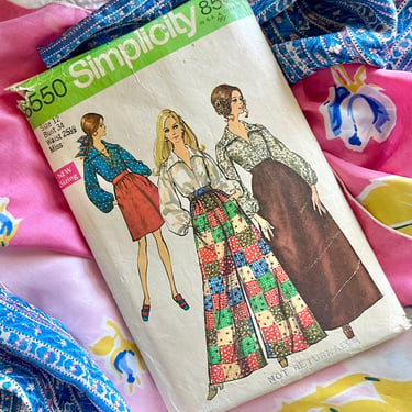 Vintage Sewing Pattern, Palazzo Pants, Wide Legs, Skirts, Tops, 25