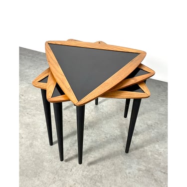 Vintage Arthur Umanoff Stacking Triangle Table Set 1950s 