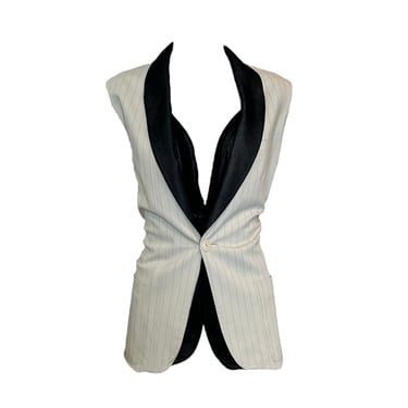 Jean Paul Gaultier FEMME Pinstripe Vest with Mesh Drape