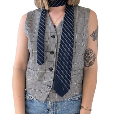Vintage 1990s Lanvin Blue Striped 100% Silk Dark Academia Preppy Unisex Tie 