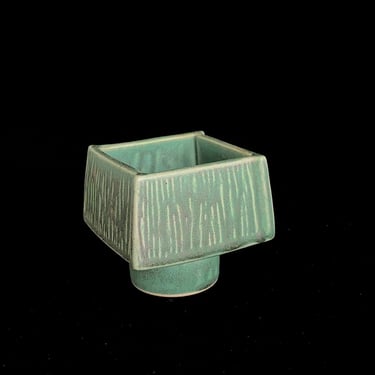 Vintage Mid Century Modern Japanese Pottery Miniature Footed Planter with Label Japan 1960s 