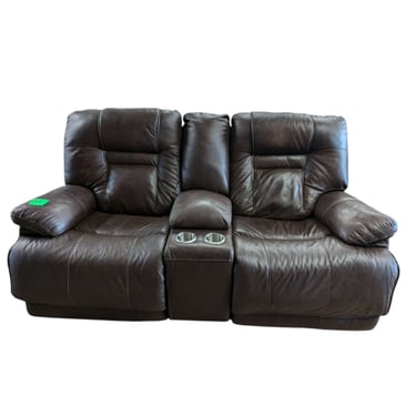 Dark Brown leather Electric Recliner w/ Center Storage