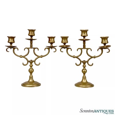 Vintage Traditional Brass Candelabra Candlestick Holders - A Pair