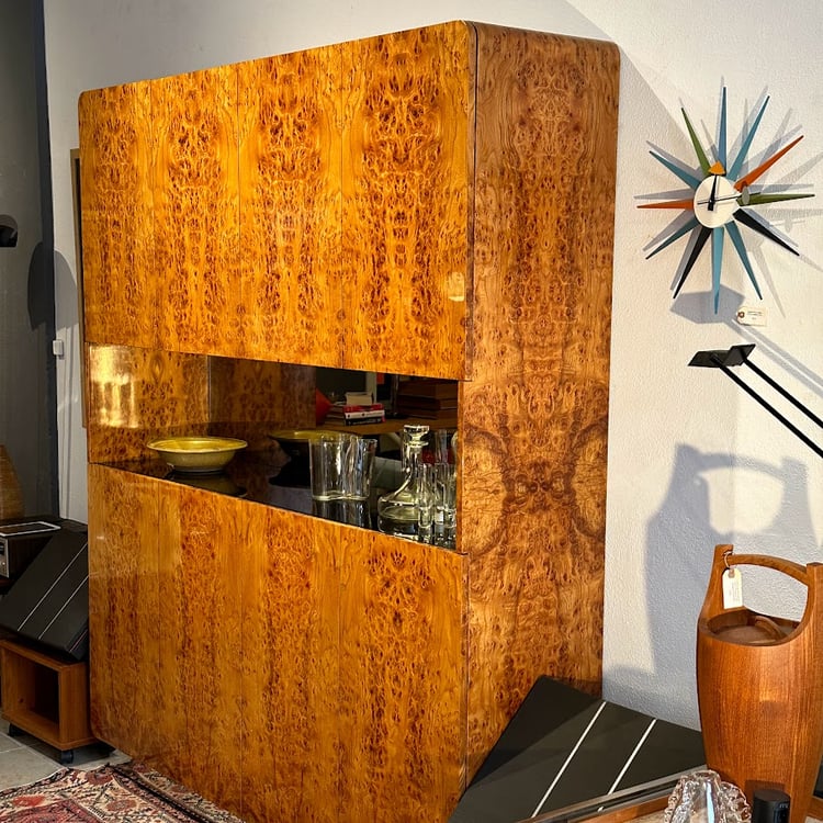 Vintage Burl Wood Cabinet by Leon Rosen for Pace Collection