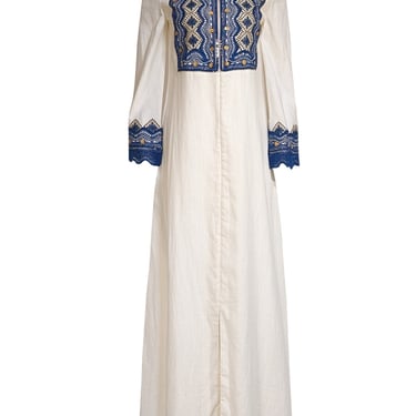 Tory Burch - Ivory Linen Blend Embellished Maxi Dress Sz 4