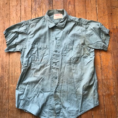 50s Stone Cutter Sea Foam Work Shirt Medium Large 