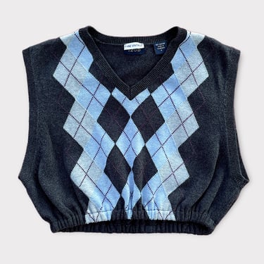 Rework Chaps Argyle Gray Knit Sweater Vest (S/M)