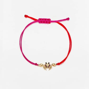 Bracelet Fil Crabe - Rouge & Fuchsia Or Jaune