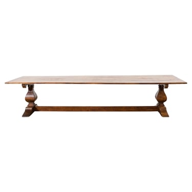 Country Italian Provincial Oak Farmhouse Trestle Dining Table