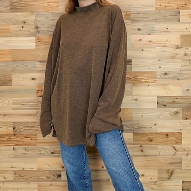 Soft Ribbed Pullover Minimalist Mock Neck Top 