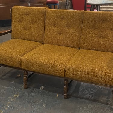 Wood Frame Orange Tweed Settee