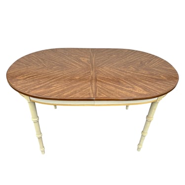 Faux Bamboo Dining Table with Leaf 68x38 Oval - Vintage Wooden Hollywood Regency Palm Beach Coastal Furniture 
