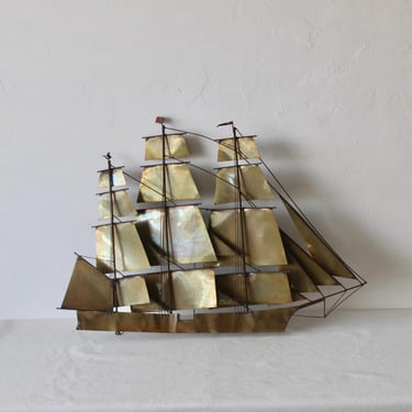 1974 Syd Godfrey Brass Chas W. Morgan Ship Wall Sculpture Vintage 