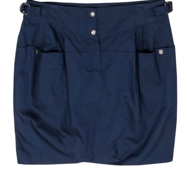 Emilio Pucci - Navy Blue Mini Skirt w/ Buckle Detail Sz 10