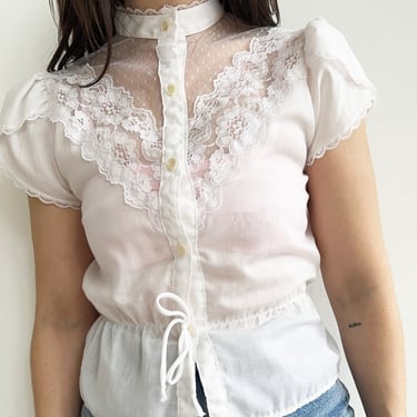White Sheer Lace Blouse