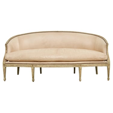 Neoclassical Gustavian Style Leather Cabriole Sofa Canape