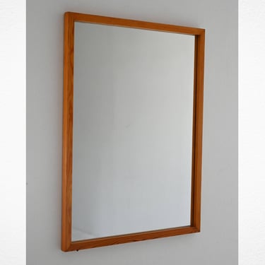 Minimalist Scandinavian Oak Wall Mirror, 1960s Vintage Nordic Design with Light Wood Frame 