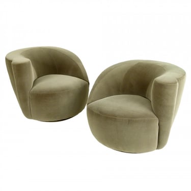 Pair of Asymmetrical Swivel Chairs