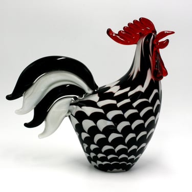 vintage art glass rooster 