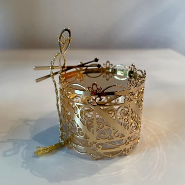 Danbury Mint Gold Christmas Ornament Drum | 1990 Gold plated Drum Ornament | Vintage Danbury Mint Gold Ornament 