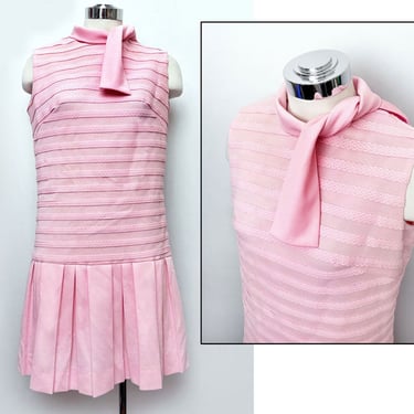 1960's Pink Mod Dress Baby Doll Midi Bubblegum Ballet Pink Polyester Vintage 