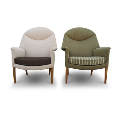 Pair Aksel Bender Madsen &amp; Ejner Larsen High-back Danish Lounge Chairs for Reupholstery