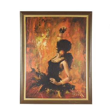 Mid Century Framed Print of Woman Dancing - mcm 