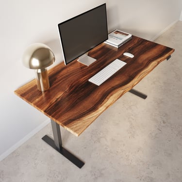 Walnut Live Edge Standing Desk, Adjustable Height Desk, Sit Stand Desk, Solid Wood Desk, Computer Desk 