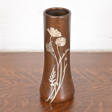 Heintz Arts &#038; Crafts Sterling Silver on Bronze Large Vase