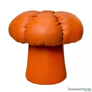 Mid-Century Orange Pedal Tuft Mushroom Seat Ottoman