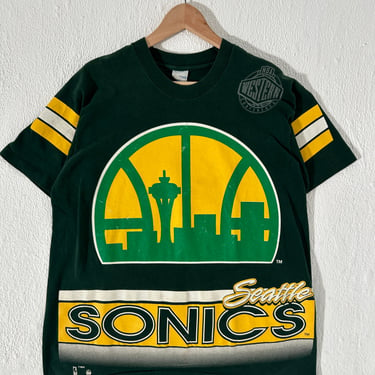 Vintage Seattle Supersonics AOP T-Shirt Salem Sportswear Sz. L