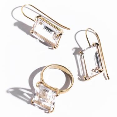 JACQUELINE ROSE Lucent Gold Plated + Quartz Earrings