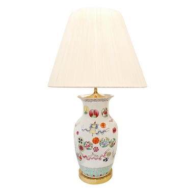 Elegant Hand Painted Porcelain Table Lamp 1960s