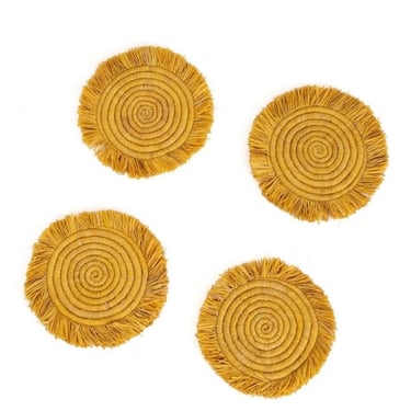 Woven Fringed Coasters | Mustard | Set of 4