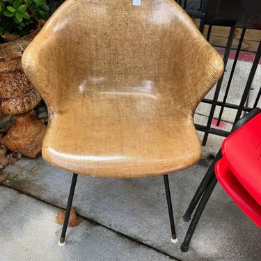 Mid century fiber glass over burlap! Smooth, comfortable and groovy. 4 available.