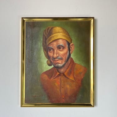1970's De Simone Oil Portrait Painting, Framed 