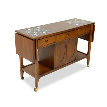 Broyhill Brasilia Bar Cart with Tile (6140-76), Circa 1960s - *Please ask for a shipping quote before you buy. 