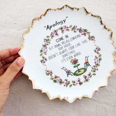 Vintage Novelty China Plate Wall Art Hanging - Messy House Home Funny Saying - House Warming Joke Gift For Friend 