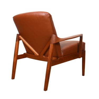 Danish Modern Lounge Chair with Teak Frame and Leather Cushions