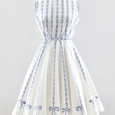 1950's 50s Bow Dress / S